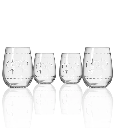 Rolf Glass Fleur De Lis Stemless Wine Tumbler 17oz