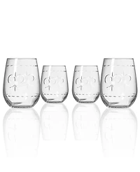 Rolf Glass Fleur De Lis Stemless Wine Tumbler 17oz