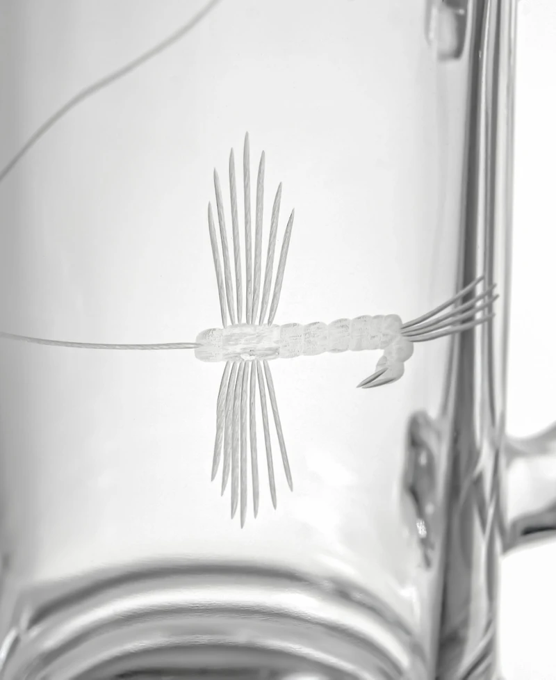 Rolf Glass Fly Fishing Beer Mug 15oz- Set of 4 Glasses