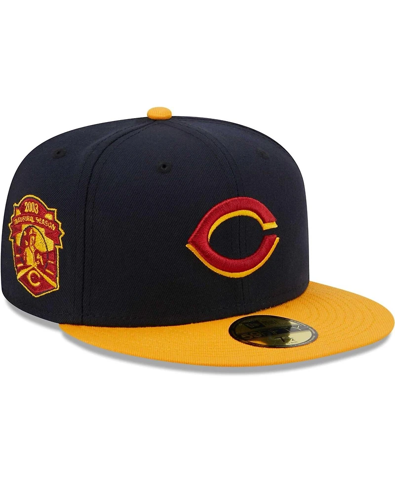 Men's New Era Navy, Gold Cincinnati Reds Primary Logo 59FIFTY Fitted Hat