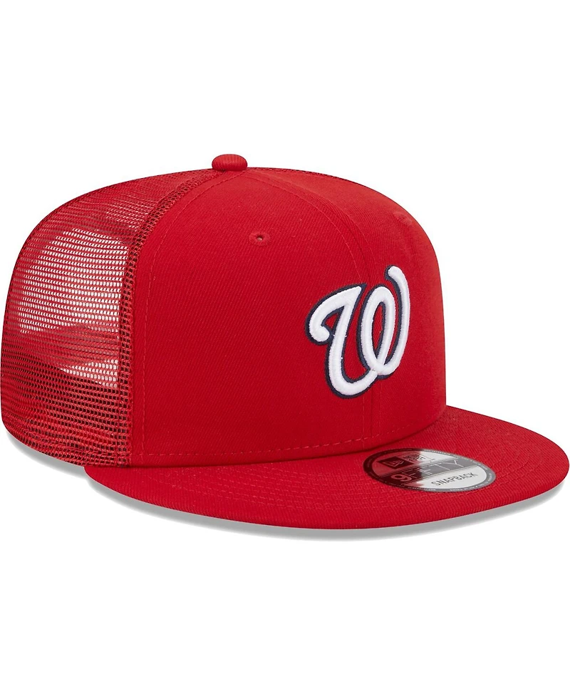 Men's New Era Red Washington Nationals Team Color Trucker 9FIFTY Snapback Hat