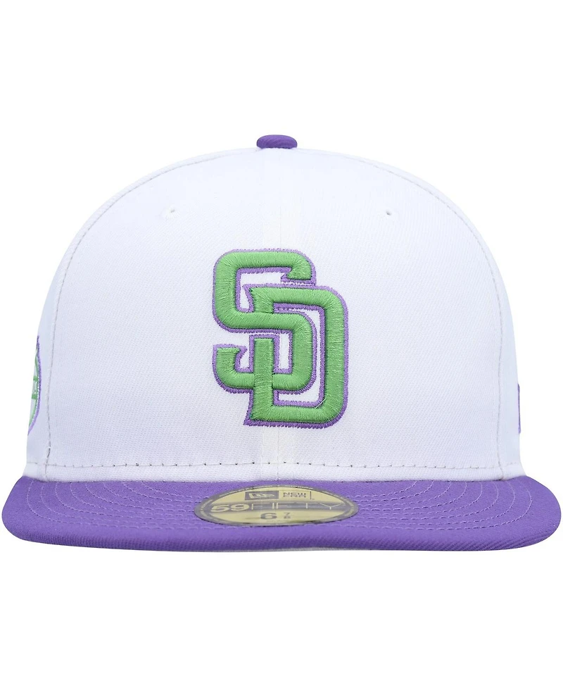 Men's New Era White San Diego Padres 50th Anniversary Side Patch 59FIFTY Fitted Hat