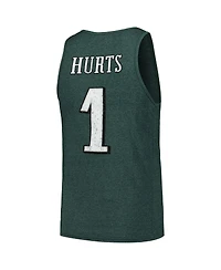 Men's Majestic Threads Jalen Hurts Midnight Green Philadelphia Eagles Player Name and Number Tri-Blend Tank Top