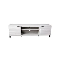 Merrick Lane Walter Mid-Century Modern Tv Stand With Adjustable Open Shelves And Two Doors
