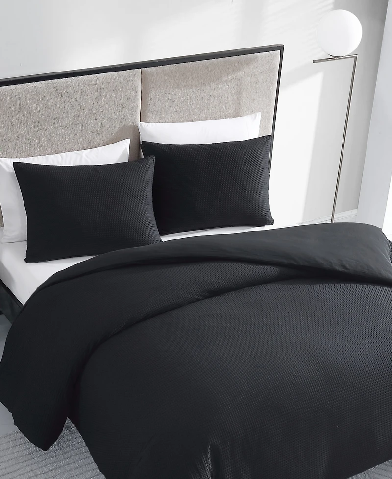 Vera Wang Waffle Pique Cotton 3 Piece Comforter Set, King