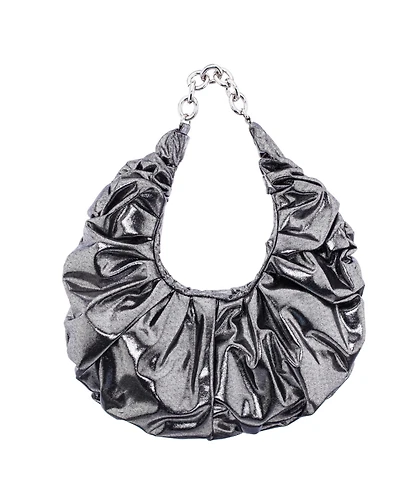 Nina Ruched Metallic Hobo