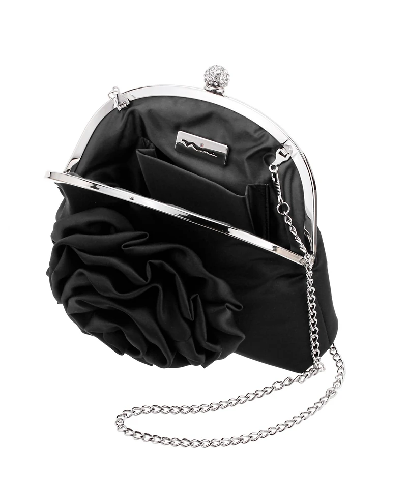 Nina Flower Embellished Frame Crossbody Clutch