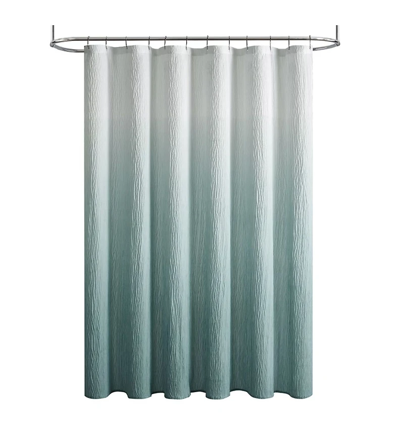 Kate Aurora Spa Essential Aqua Crushed Ombre Fabric Shower Curtain - 72 in. W x 72 in. L