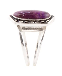 Barse Shield Genuine Turquoise Oval Band Ring