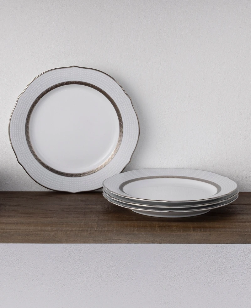 Noritake Charlotta Platinum 4 Piece 9'' Scalloped Accent Plates Set, Service for 4