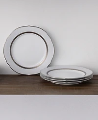 Noritake Charlotta Platinum 4 Piece 9'' Scalloped Accent Plates Set, Service for 4