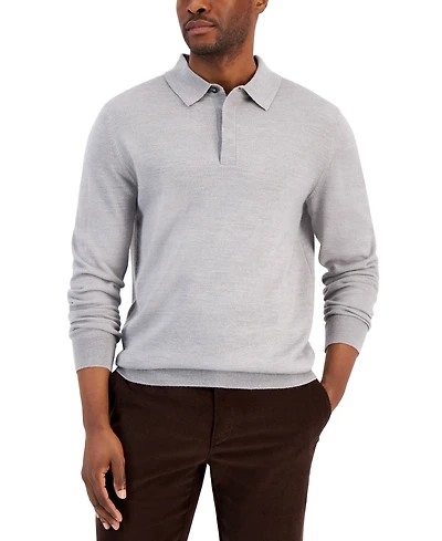 Club Room Men's Merino Wool Blend Polo Sweater, Created for Macy's