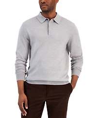 Club Room Men's Merino Wool Blend Polo Sweater, Created for Macy's