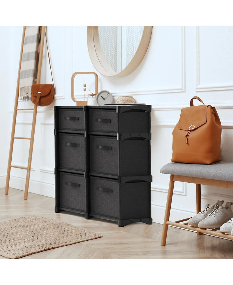 Heavy Duty 6 Cube Storage Organizer with Fabric Bins