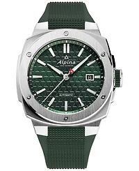 Alpina Men's Swiss Automatic Alpiner Green Rubber Strap Watch 41mm