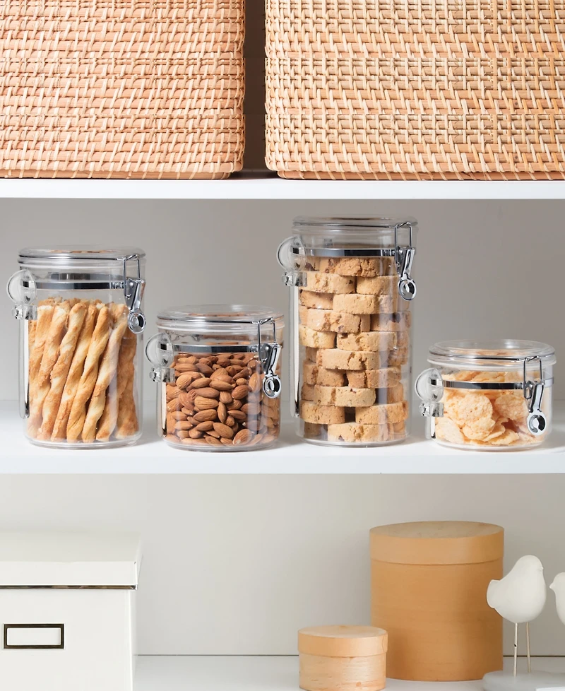 Oggi Clear Clamp 4 Piece Canisters with Scoops Set