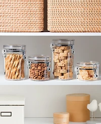 Oggi Clear Clamp 4 Piece Canisters with Scoops Set