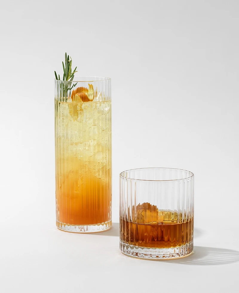 JoyJolt Elle Fluted Double Old Fashioned Glasses, Set of 2