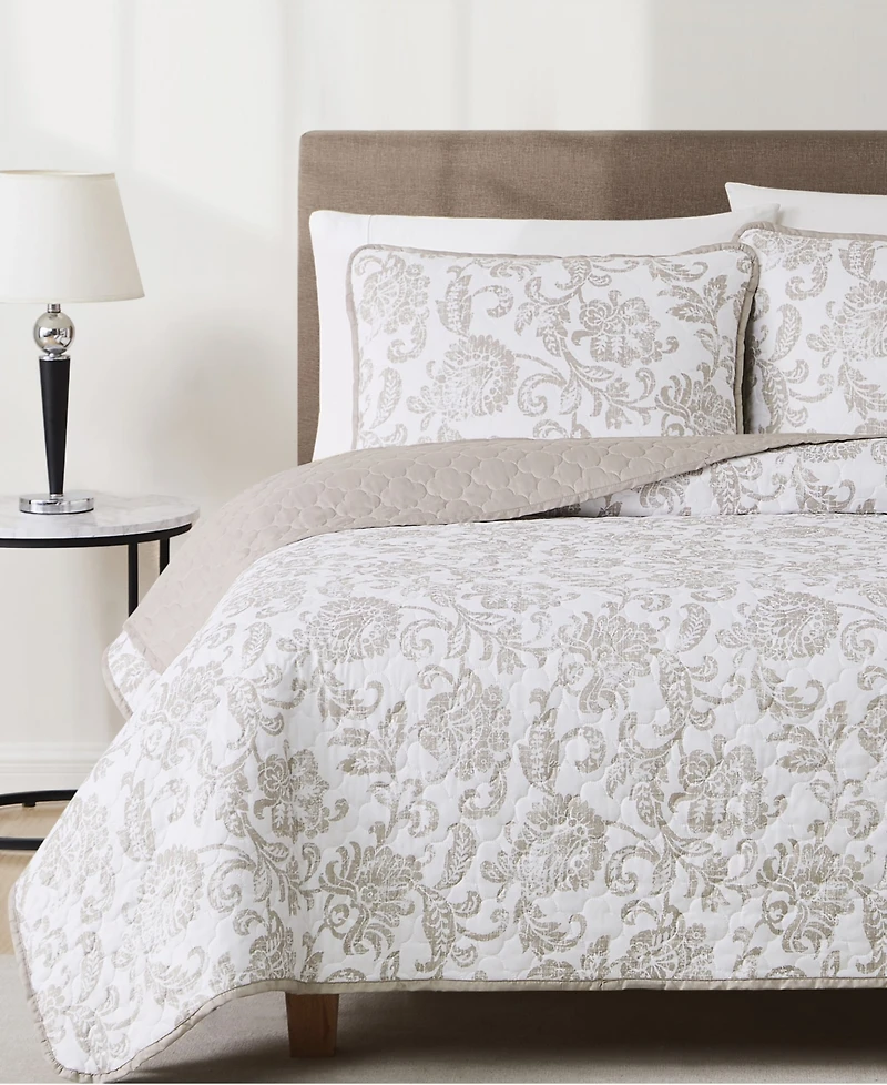 Cannon Sylvana Jacobean Floral 3-Piece Quilt Set, King