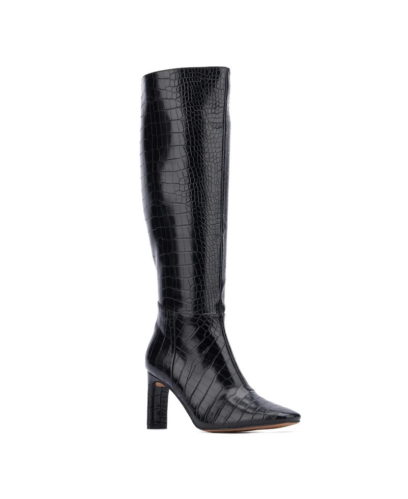 Women's Isabelle Croc Embossed Knee-High Boots Dress