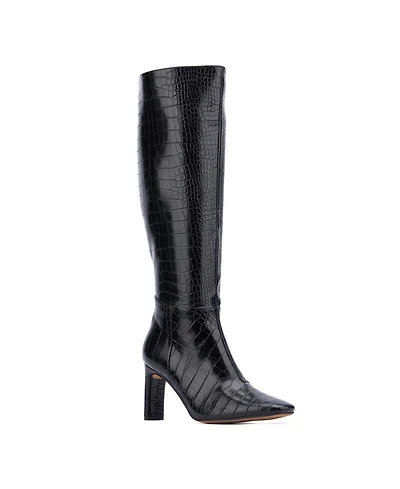 Women's Isabelle Croc Embossed Knee-High Boots Dress
