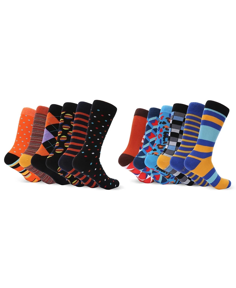 Mio Marino Men's Fresh Modern Fun Dress Socks 12 Pack