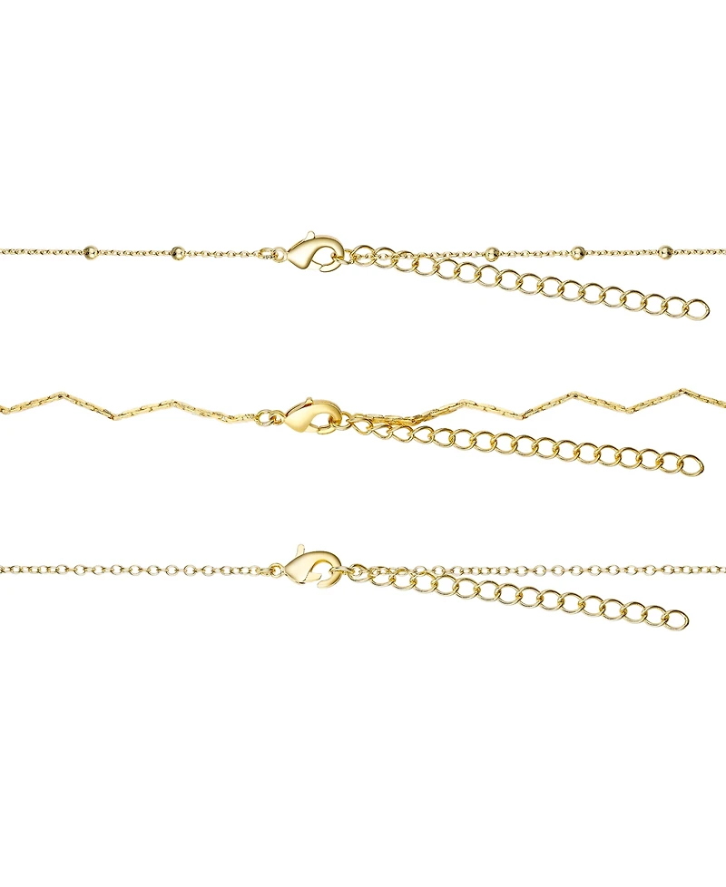 Unwritten Cubic Zirconia Sun Pendant Layered Necklace Set, 3 Pieces