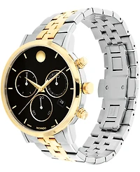 Movado Men's Museum Classic Swiss Quartz Chrono Two Tone Stainless Steel and Light Yellow Pvd Watch 42mm
