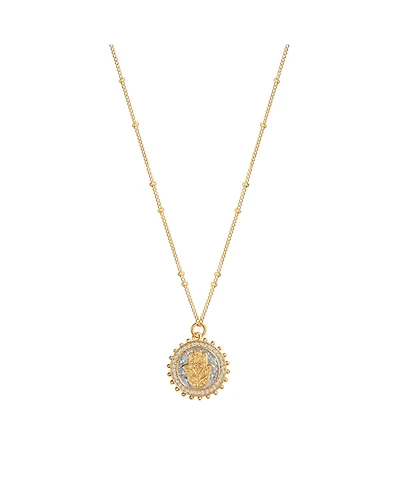 Precious Protection - Gold Plated Hamsa Medallion Necklace