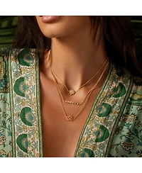 Aligned in Serenity - Lotus Om Chakra Bar Triple Layer Necklace