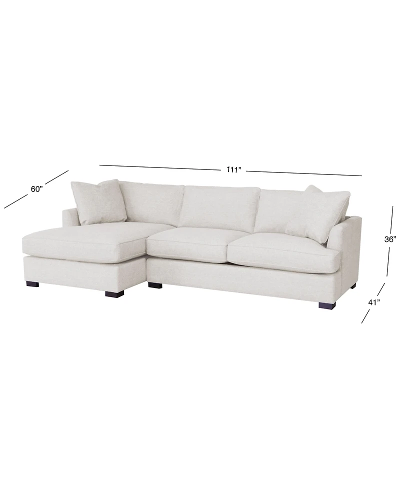 Nightford 111" 2-Pc. Fabric Chaise Sectional, Created for Macy's