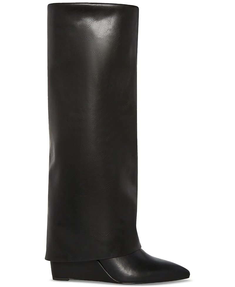 Madden Girl Evander Fold-Over Cuffed Knee High Wedge Dress Boots