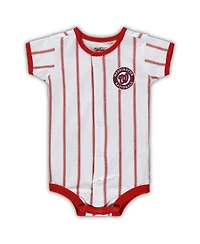 Newborn Boys and Girls White, Red Washington Nationals Power Hitter Short Sleeve Bodysuit