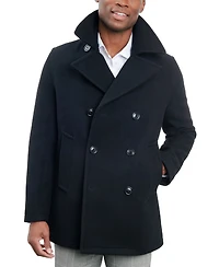 London Fog Men Double-Breasted Wool Blend Peacoat