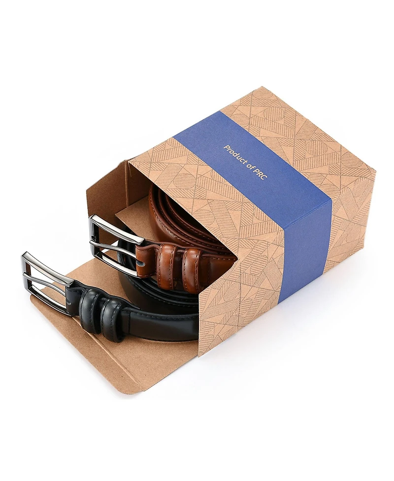 Gallery Seven Men's T-Back Traditional Leather Belt Pack of 2