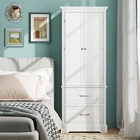 62'' Tall Bathroom Freestanding Floor Storage Cabinet with 2 Doors Shelves Drawers