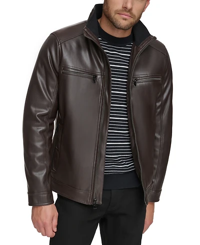 Calvin Klein Men's Faux Leather Moto Jacket, Created for Macy's