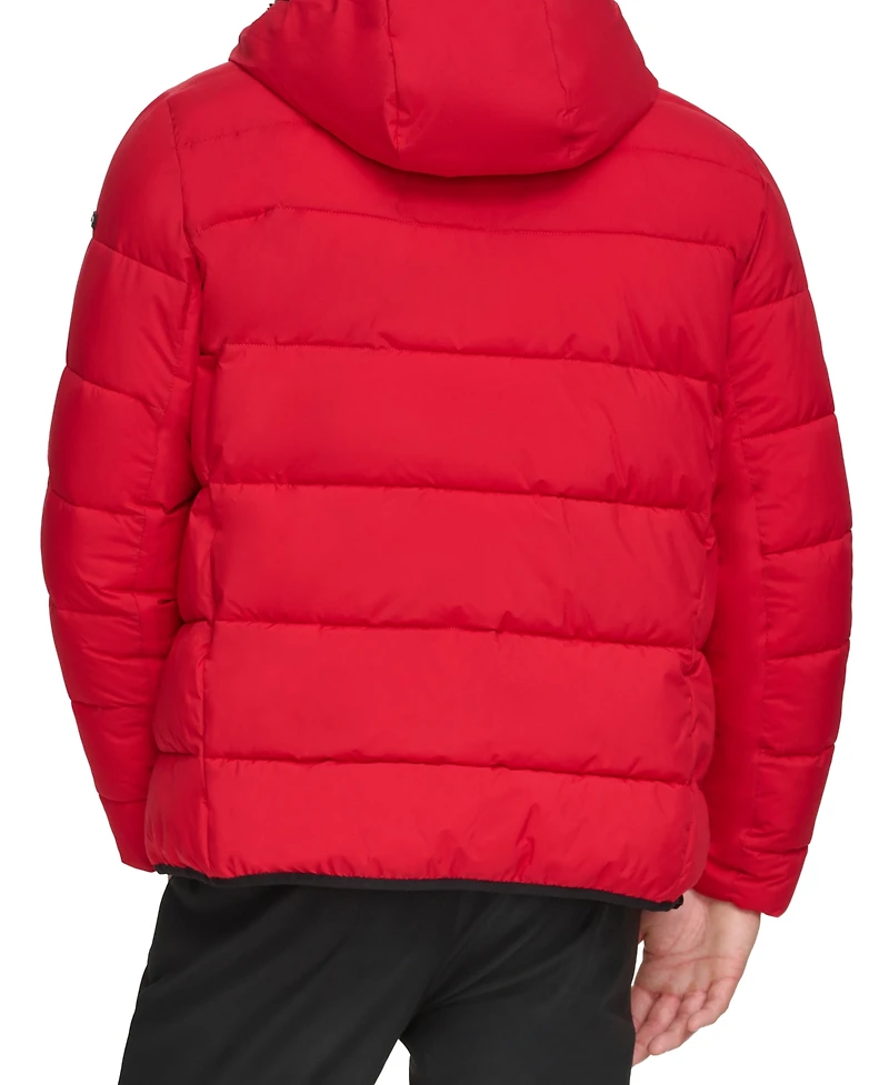 Calvin Klein Men's Chevron Stretch Jacket With Sherpa Lined Hood