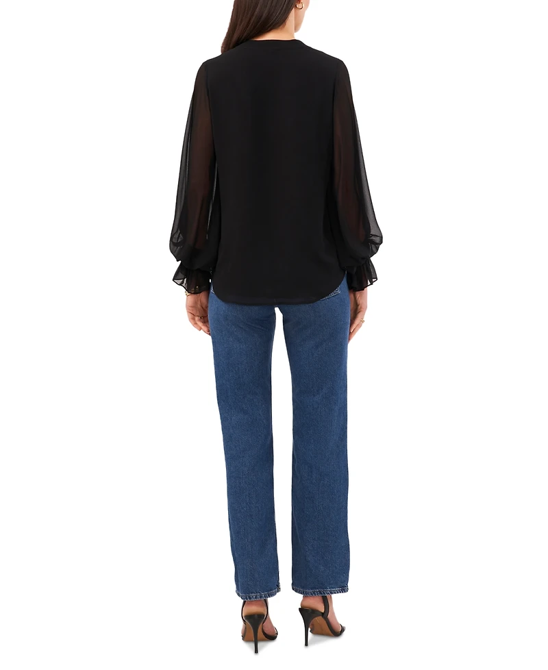 Vince Camuto Women's Split-Neck Long-Sleeve Top
