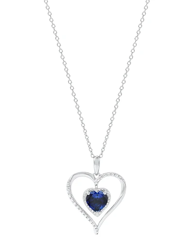 Birthstone Gemstone & Diamond Accent Heart 18" Pendant Necklace 14k Gold-Plated Sterling Silver