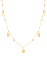 Italian Gold Textured Bead & Oval Dangle 18" Collar Necklace in 10k Gold