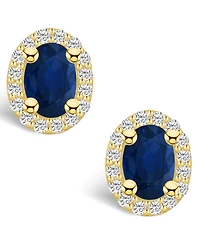 Macy's Sapphire (1-1/5 Ct. t.w.) and Diamond (1/ Halo Stud Earrings