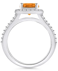 Macy's Citrine (1-3/4 ct. t.w.) and Diamond (1/2 Halo Ring 14K White Gold