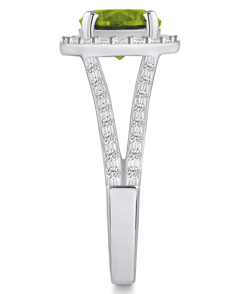 Macy's Peridot (2 ct. t.w.) and Diamond (1/2 Halo Ring 14K White Gold