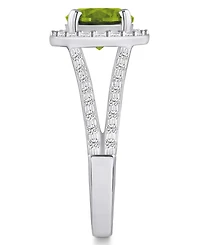 Macy's Peridot (2 ct. t.w.) and Diamond (1/2 Halo Ring 14K White Gold
