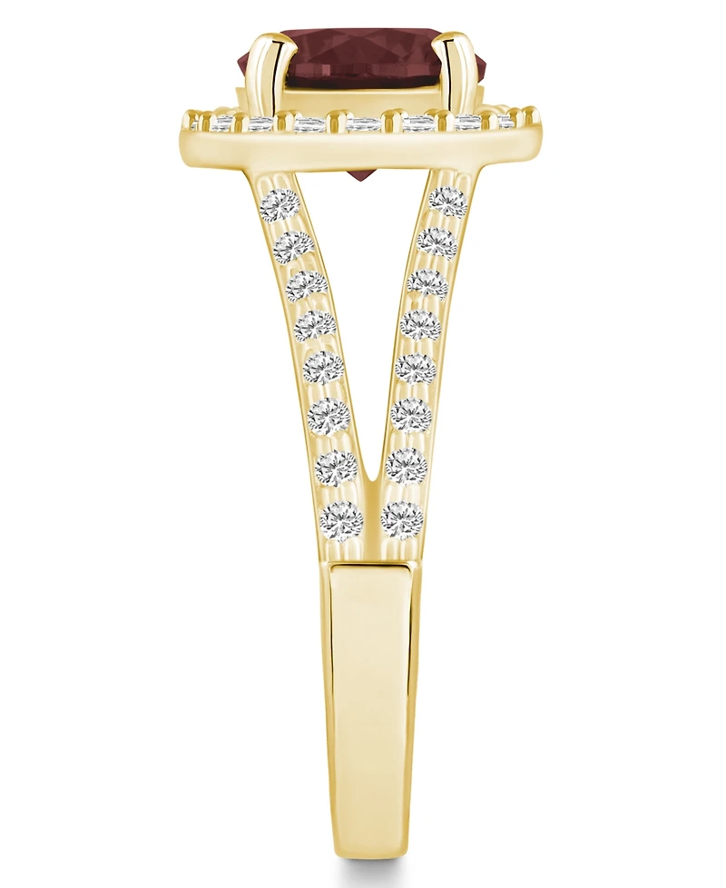Macy's Garnet (2-1/2 ct. t.w.) and Diamond (1/2 Halo Ring 14K Yellow Gold