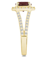 Macy's Garnet (2-1/2 ct. t.w.) and Diamond (1/2 Halo Ring 14K Yellow Gold