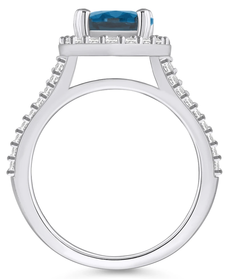 Macy's London Blue Topaz (-/ ct. t.w.) and Diamond (/ Halo Ring 14K Gold