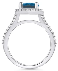 Macy's London Blue Topaz (-/ ct. t.w.) and Diamond (/ Halo Ring 14K Gold