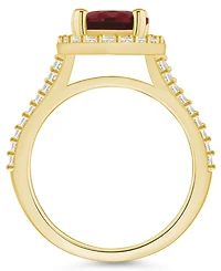 Macy's Garnet (3-1/10 ct. t.w.) and Diamond (3/4 Halo Ring 14K Yellow Gold